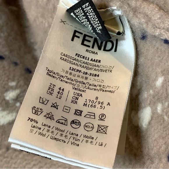 FENDI Karligraphy Cable-Knit Wool Cashmere Button-Front Crop Cardigan $1,980.00 - Picture 10 of 10